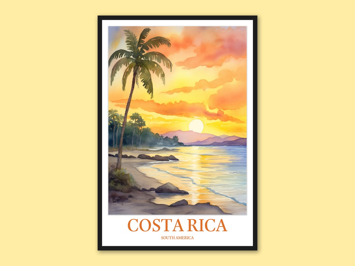 Costa Rica Travel Print Tamarindo Beach Sunset Wall Art