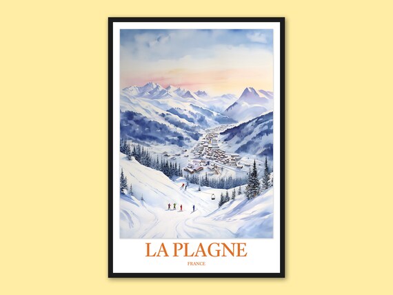 La Plagne Winter Mountain Travel Poster