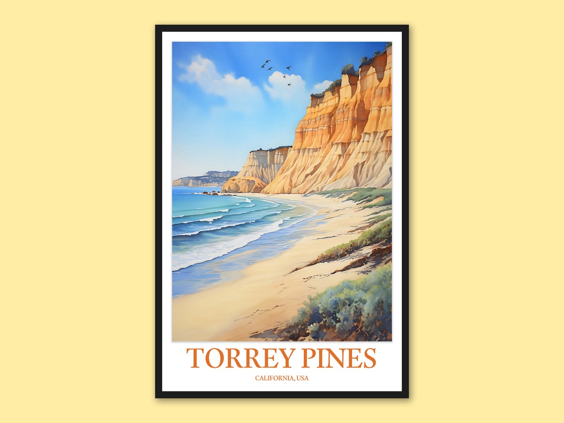 Torrey Pines California Beach Golden Sandstone Cliffs Poster