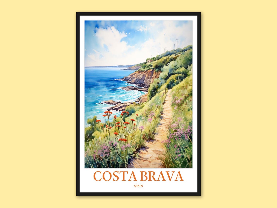 Costa Brava Coastal Trail Wildflowers Ocean View Spain Travel Poster