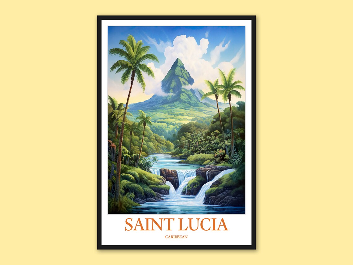 Saint Lucia Travel Poster Caribbean Wall Art Print