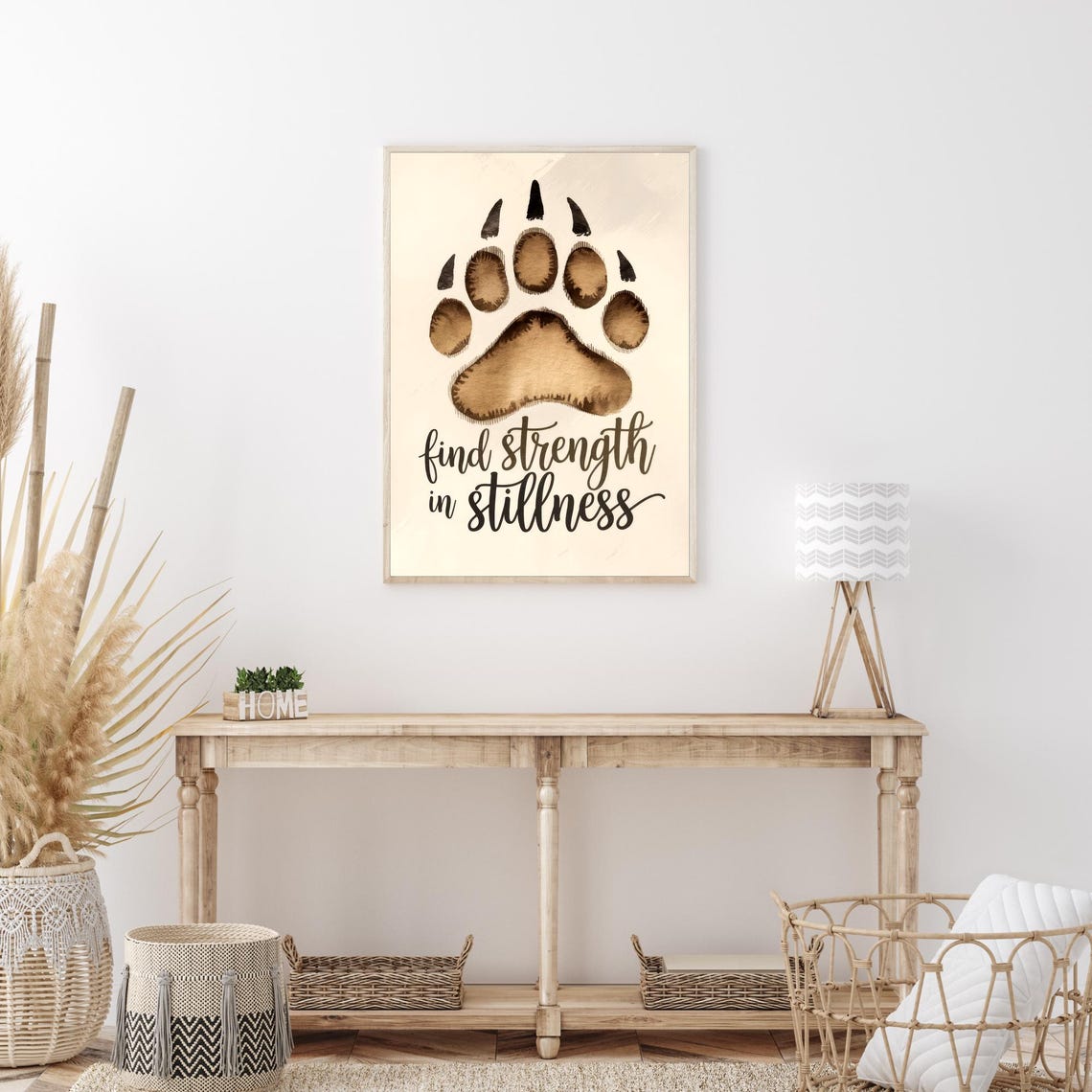 Find Strength In Stillness Bear Paw Print Inspirational Wilderness Wall Art Nature Motivational Decor - Image 3