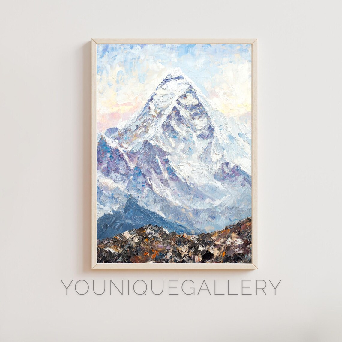 Mount Everest Snow Peak Nepal Himalaya Sunrise Oil Painting Poster