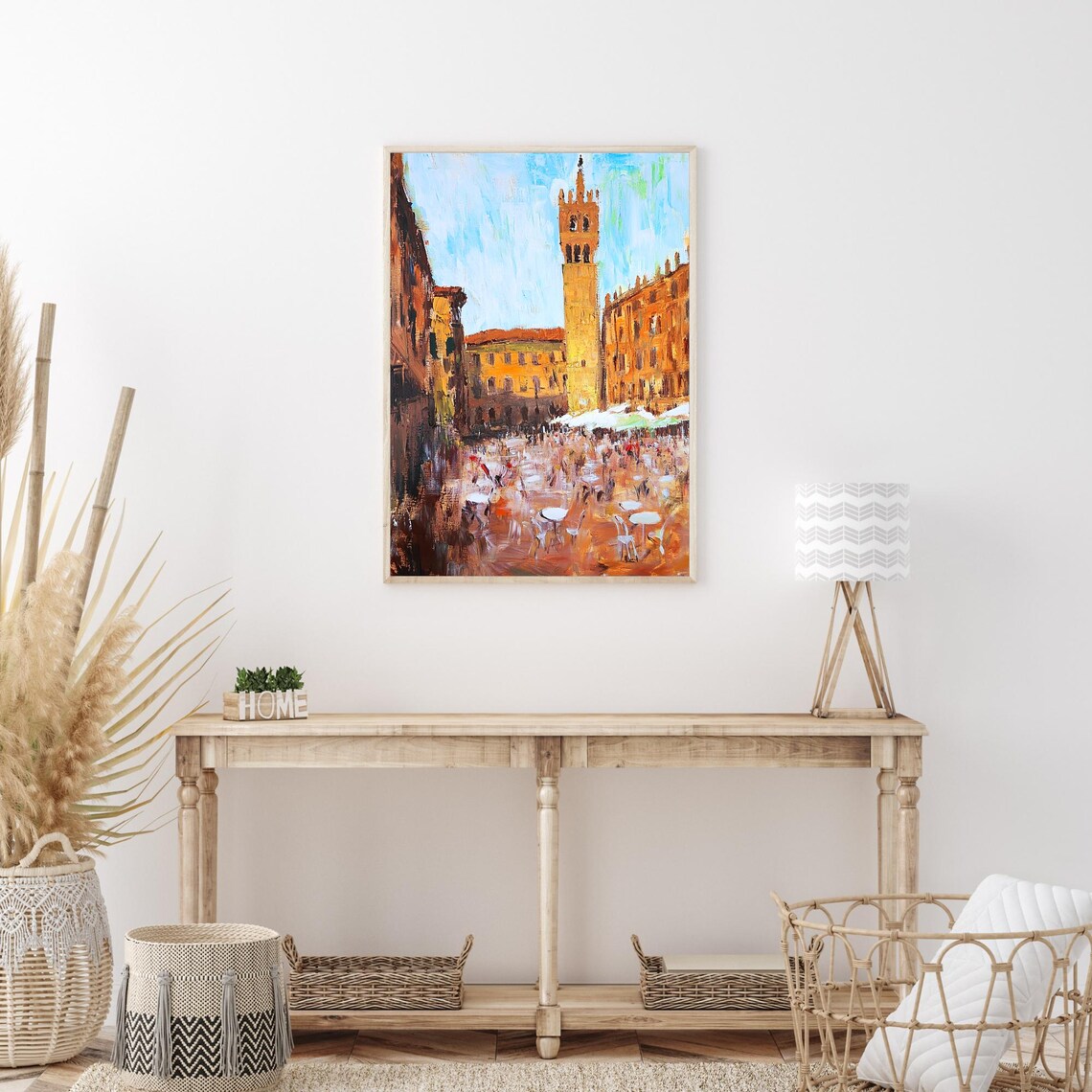 Siena Italy Piazza Del Campo Tower Plaza Tuscan Oil Painting Poster - Image 3