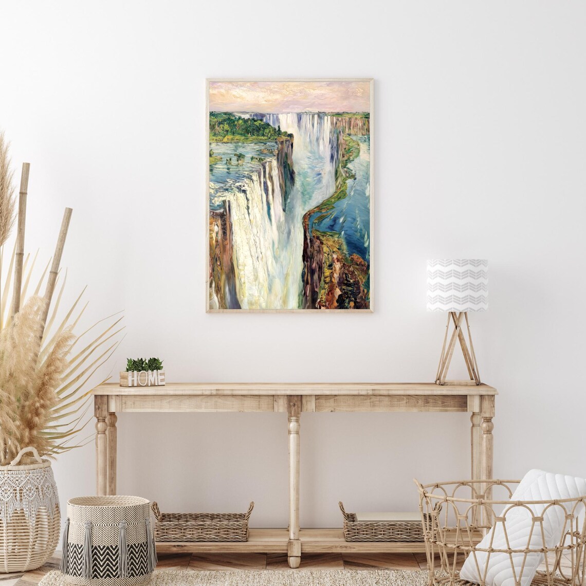 Victoria Falls Zambia Aerial Waterfall Gorge Oil Painting Poster - Image 3
