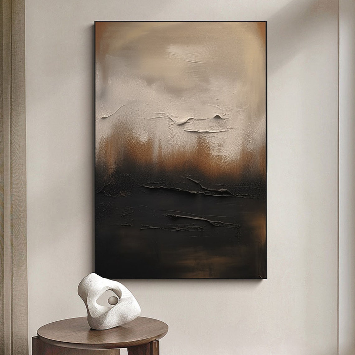 Dark Horizon Abstract With Copper And Charcoal Texture Poster - Image 3