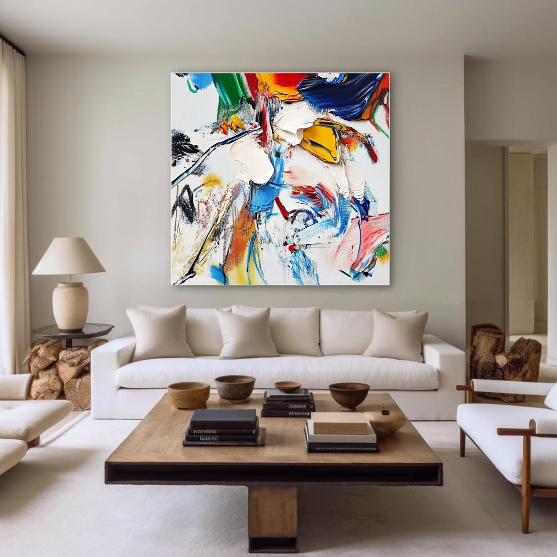 Colorful Abstract Splash White Blue Red Green Modern Energy Poster - Image 2