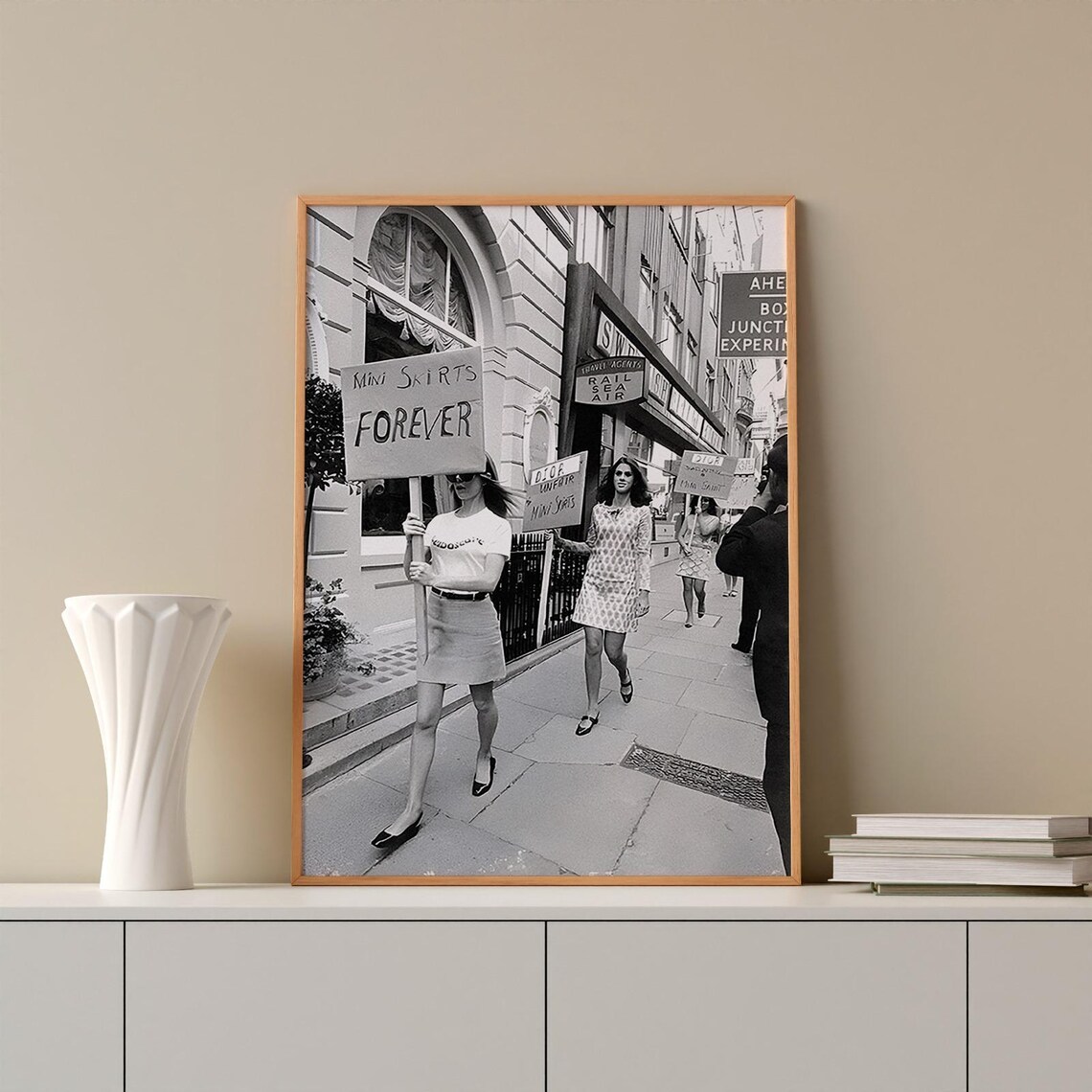 Mini Skirts Forever 1960s London Protest Black and White Photo Poster - Image 2