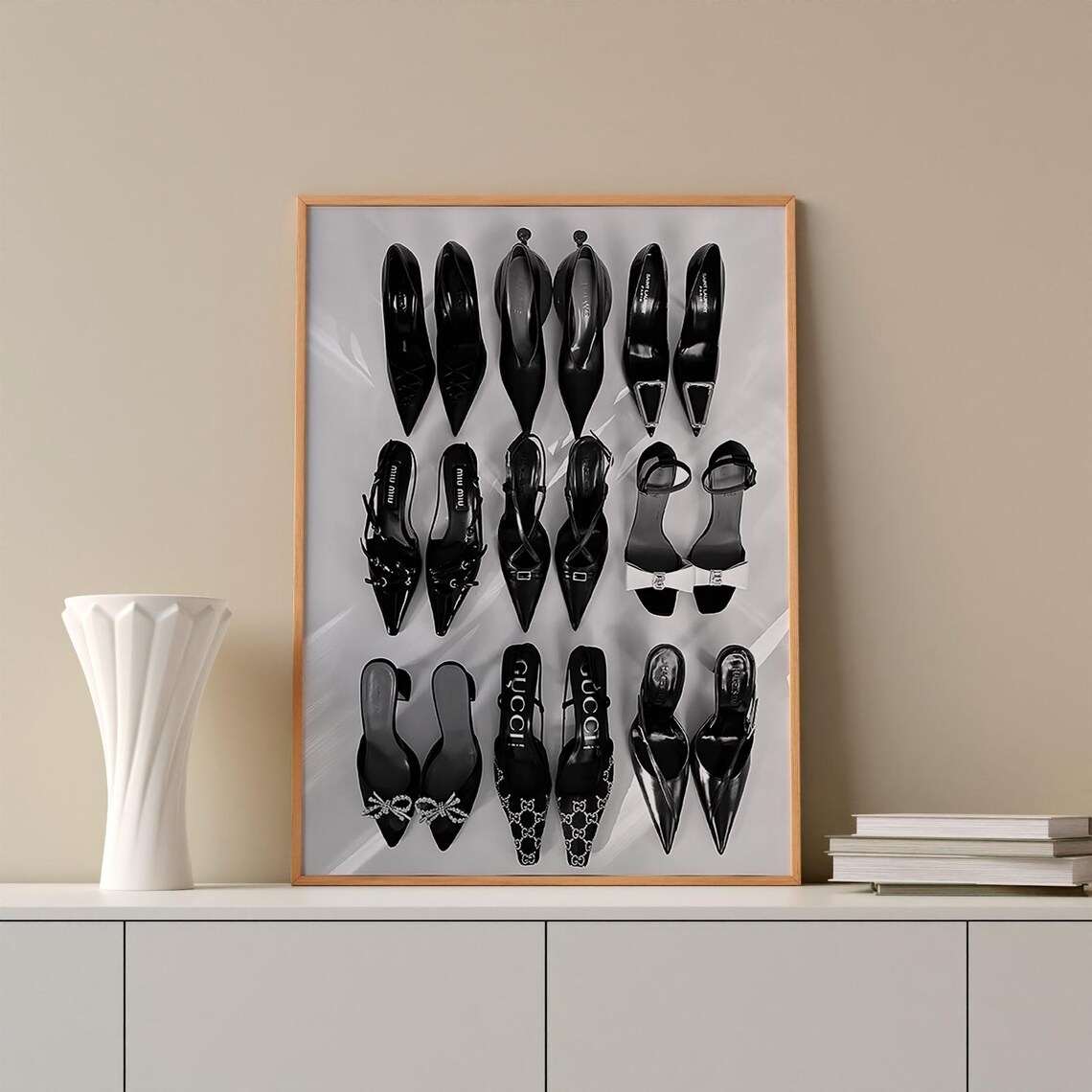 Black Designer High Heels Flat Lay Luxury Fashion Photo Poster - Image 4