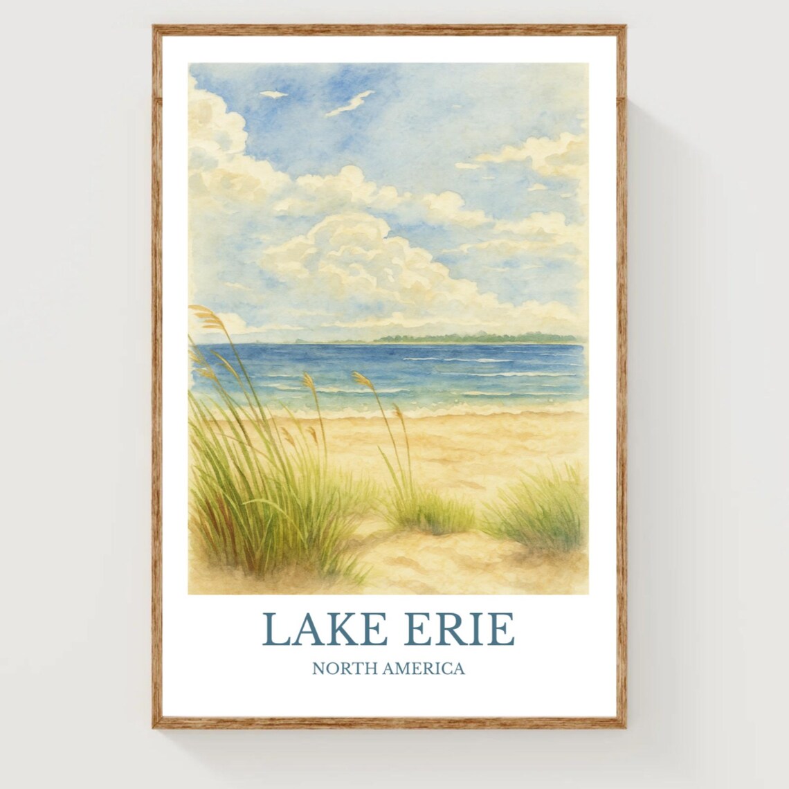 Lake Erie North America Sandy Beach Dunes Watercolor Art Poster