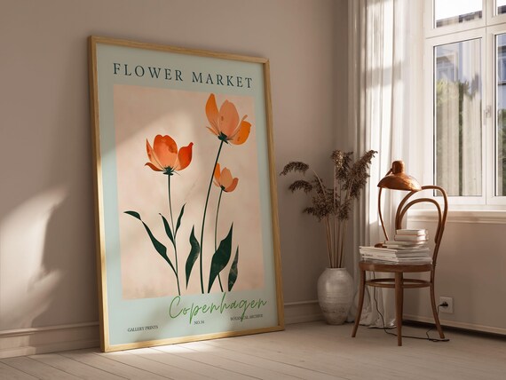 Copenhagen Flower Market No 34 Orange Poppy Botanical Gallery Poster