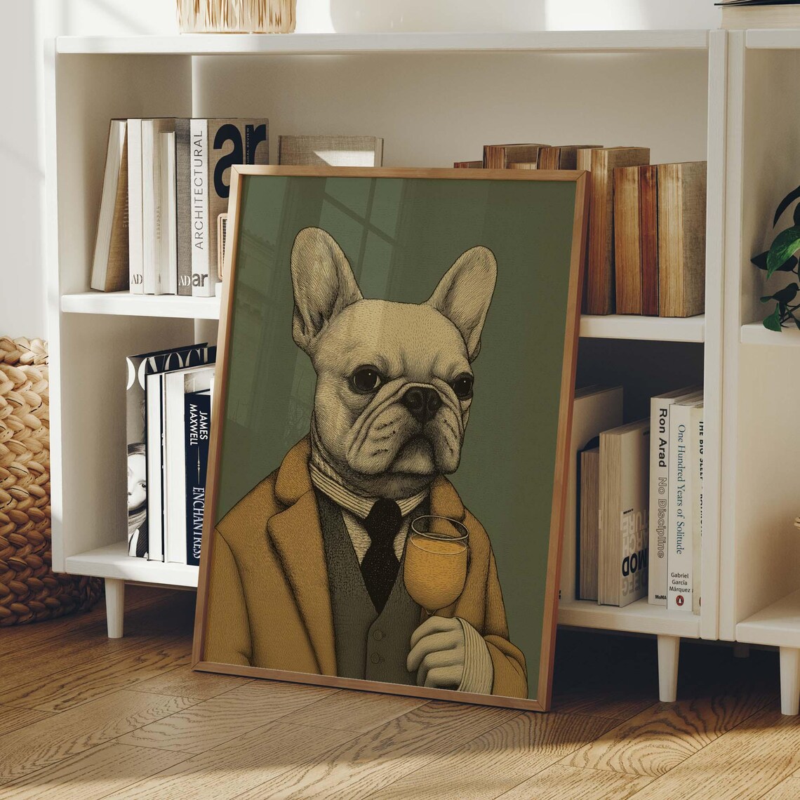 French Bulldog Gentleman Vintage Animal Illustration Wine Glass Poster