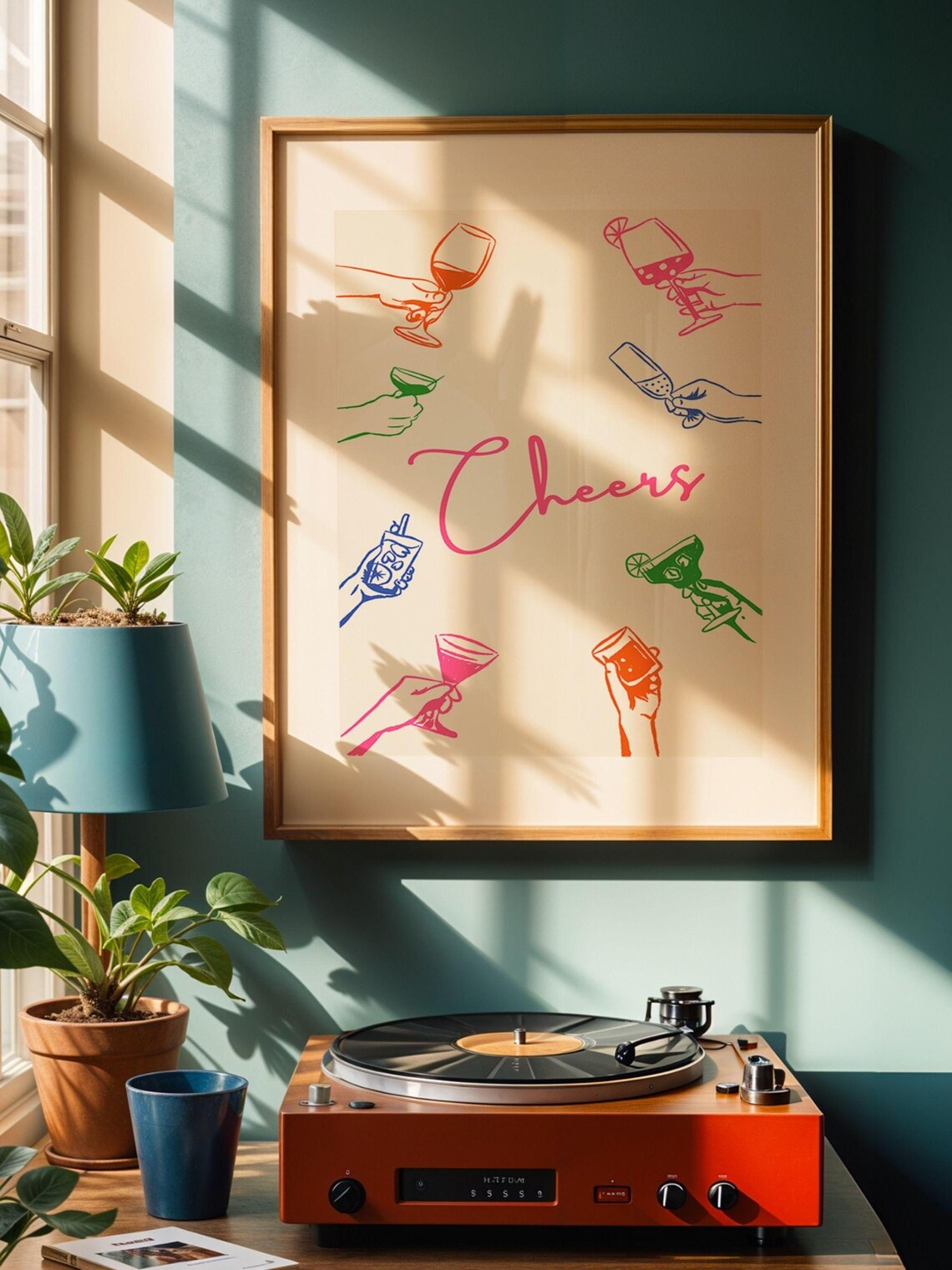 Cheers Art, Retro Bar Cart Cocktail Poster - Image 3