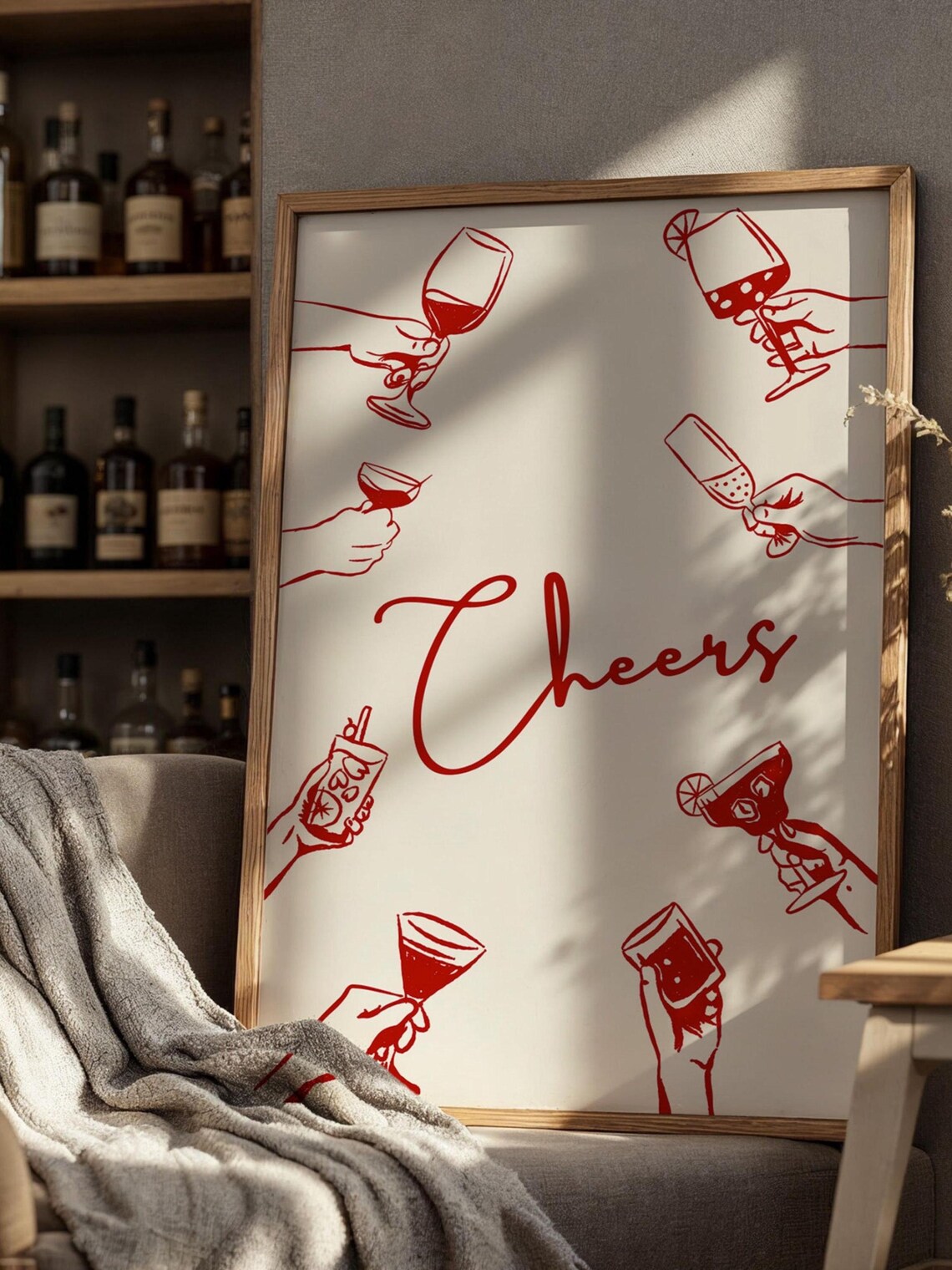 Cheers Retro Bar Cart Cocktail Poster - Image 2