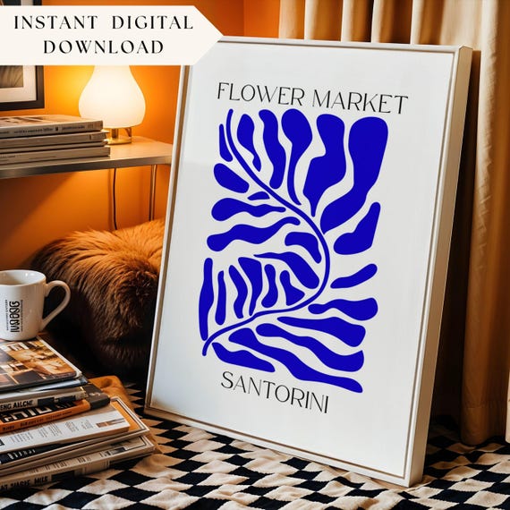 Santorini Flower Market, Matisse Style Art Print