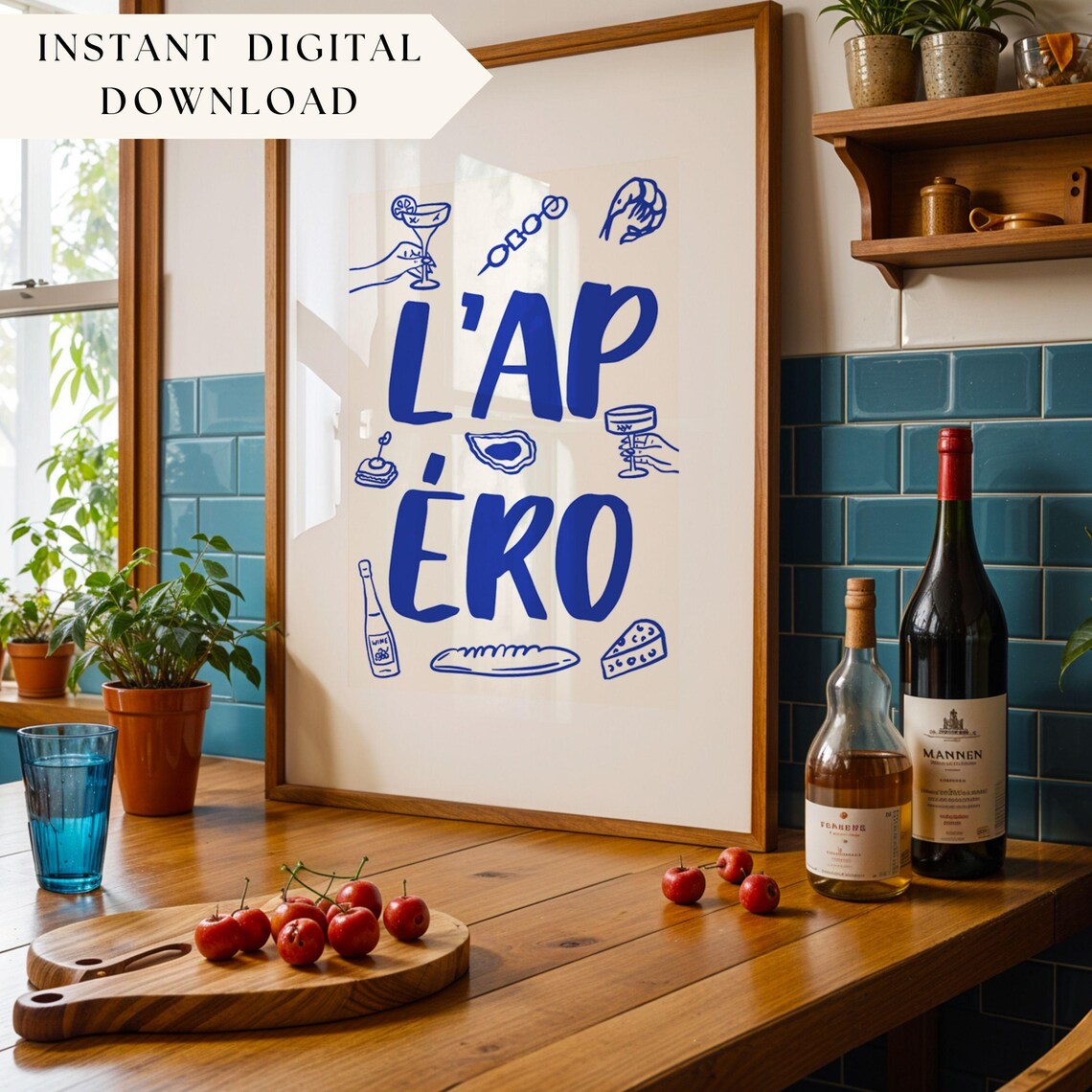 French Cocktail Wall Art, Modern Bar Decor