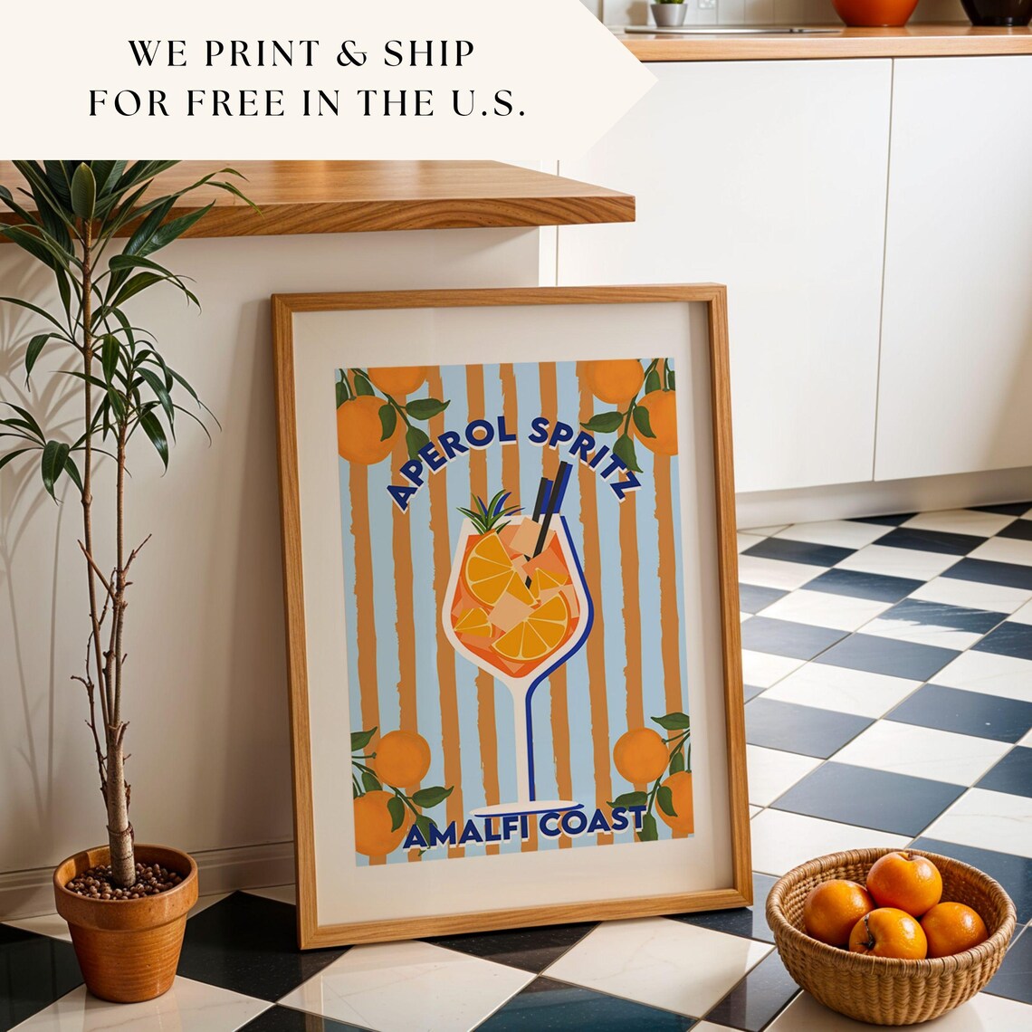 Aperol Spritz Art Print, Amalfi Coast Decor
