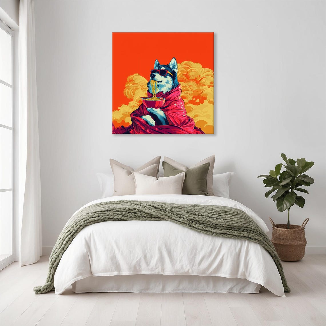 Maximalist Eclectic Ramen Husky Print Bold Altered Animal Portrait Fantasy Fun Colorful Renaissance Rustic Art