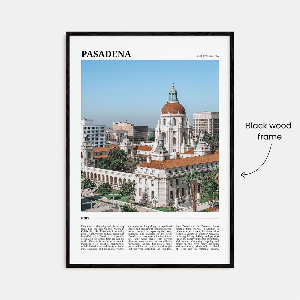 Pasadena California USA Historic City Hall Dome Landmark Poster - Image 2