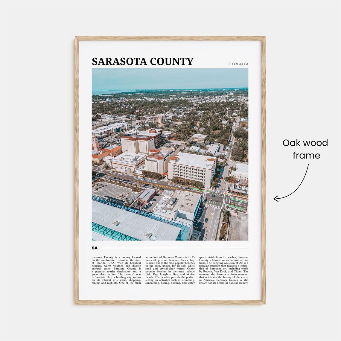 Sarasota County Florida Aerial City View Gulf Coast Travel Poster - Image 3