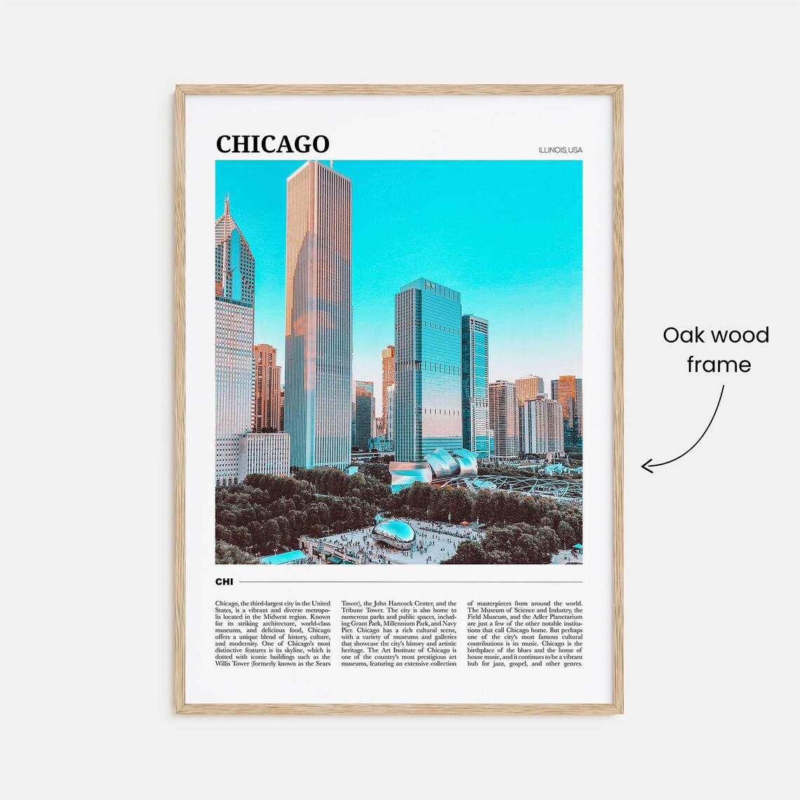 Chicago Travel Poster, Illinois USA Wall Art Print - Image 3