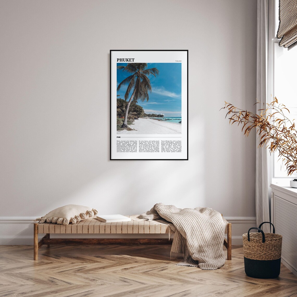 Phuket Thailand Travel Poster Tropical Beach Leaning Palm Ocean View - Image 4