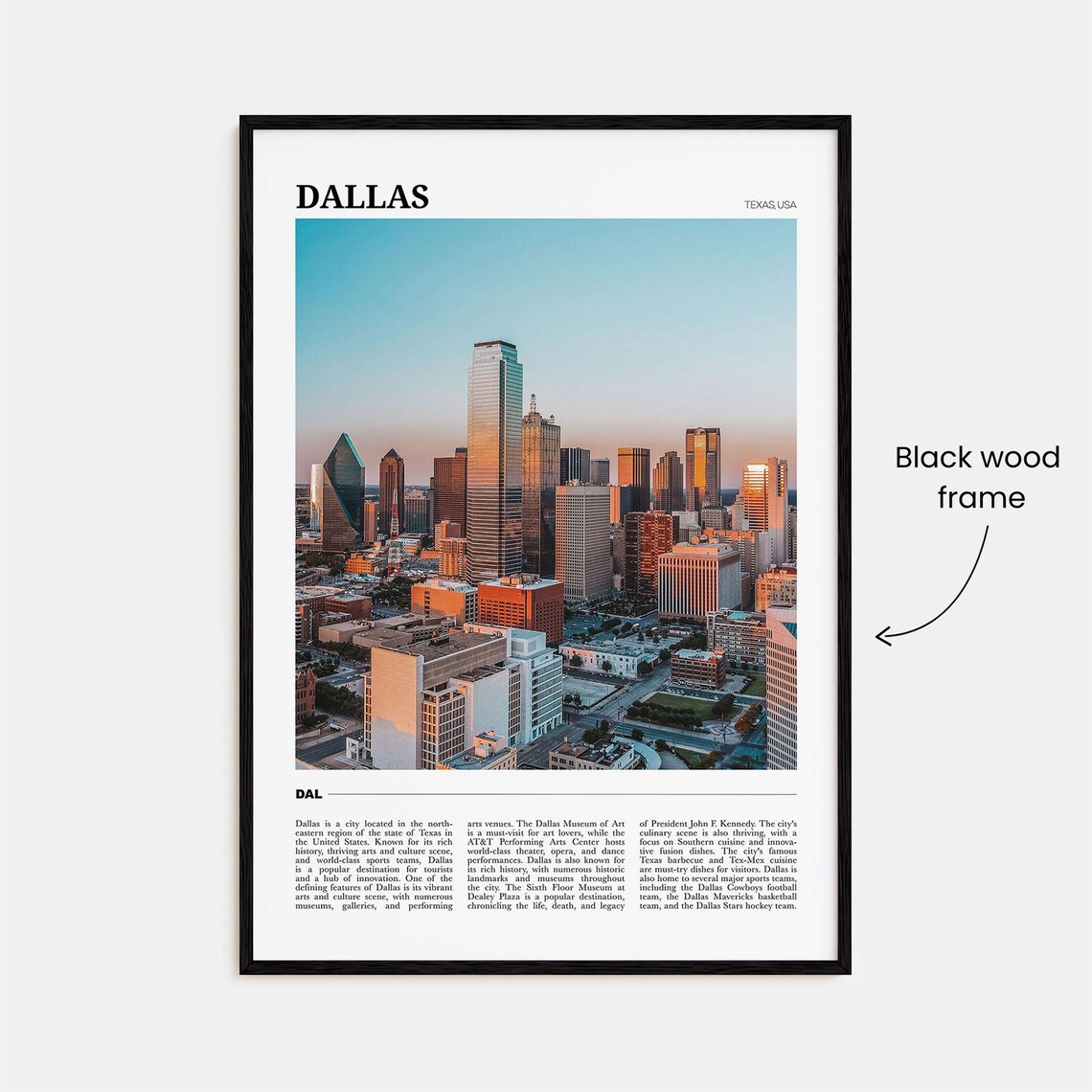 Dallas Texas Downtown Skyline Golden Hour Travel Poster Series - Image 2