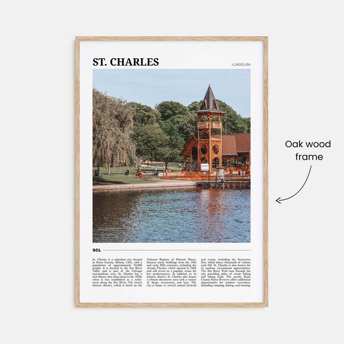St Charles Illinois Fox River Riverside Pavilion Scene Travel Poster - Image 3