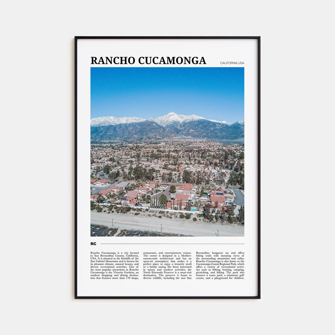 Rancho Cucamonga Travel Poster, Place Wall Art