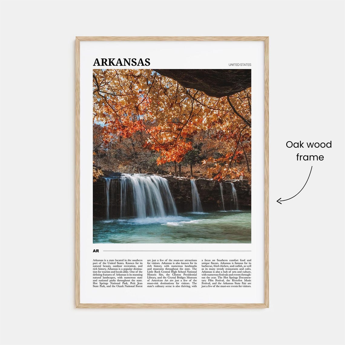 Arkansas USA Autumn Waterfall Fall Foliage Forest Scene Poster - Image 3