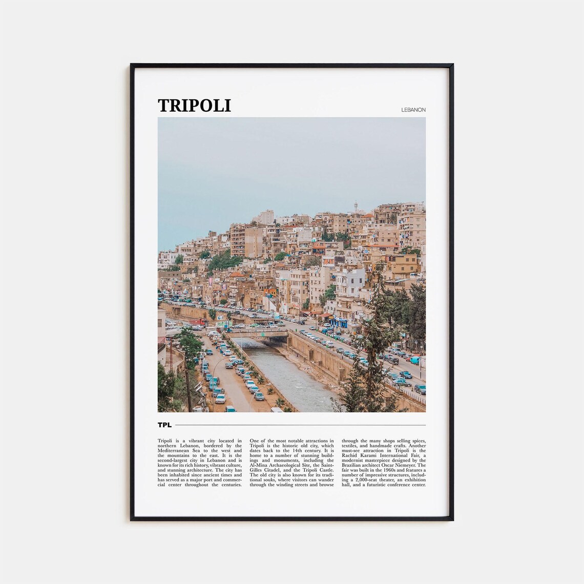 Tripoli Lebanon Historic Cityscape and River Road Travel Poster