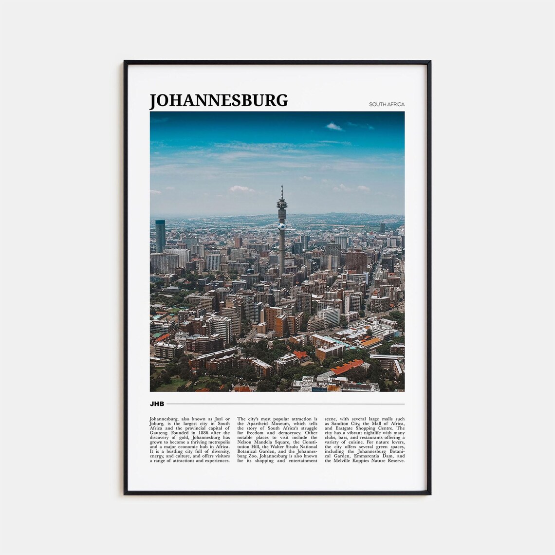 Johannesburg Photo South Africa Wall Art Print