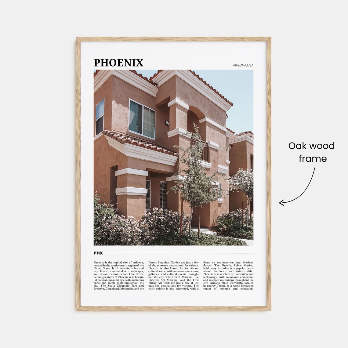 Phoenix Arizona USA Travel Poster With Stucco Building Photo - Image 3