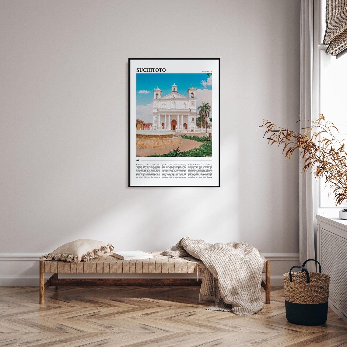 Suchitoto El Salvador White Colonial Church Bright Sky Travel Poster - Image 4