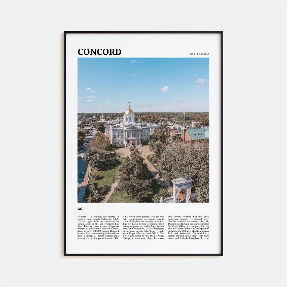 Concord California USA Aerial Cityscape Gold Dome Architecture Poster