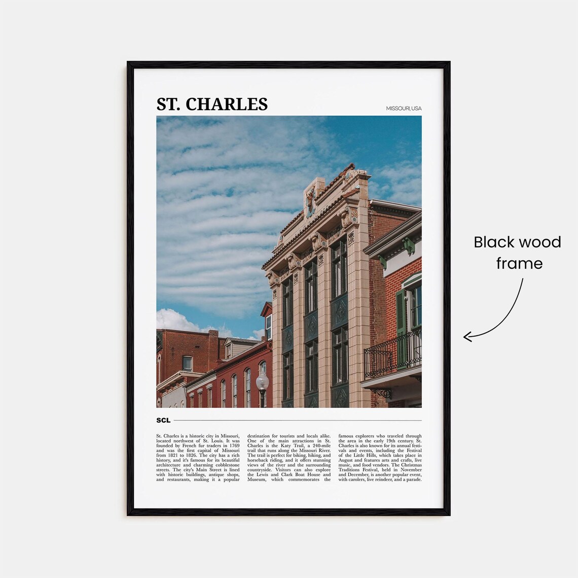 St Charles Missouri Travel Poster Historic Main Street Brick View - Image 2