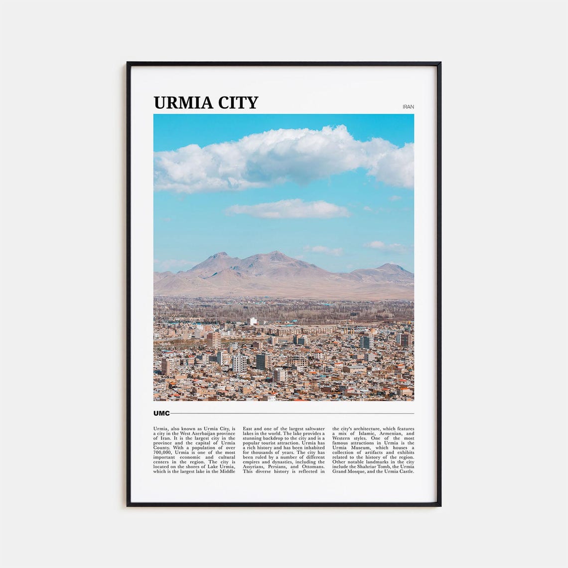 Urmia City Travel Poster Urmia City Wall Art Urmia City Poster Print Urmia City Photo Urmia City Decor Iran