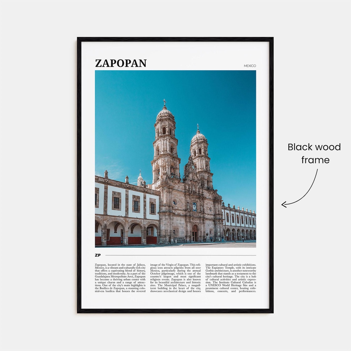 Zapopan Mexico Colonial Basilica Twin Towers Plaza Travel Poster - Image 2
