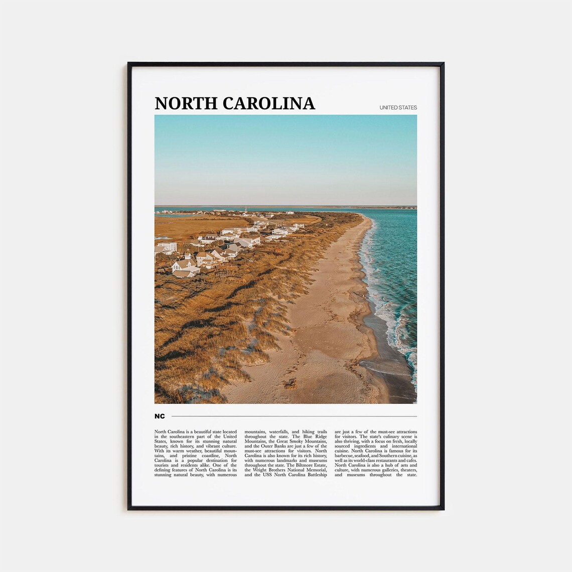 North Carolina Outer Banks Beach Aerial Travel Poster Series