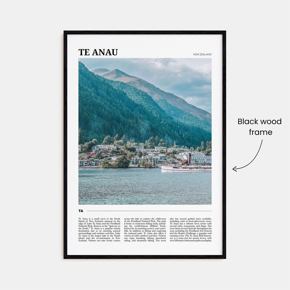 Te Anau New Zealand Fiordland Gateway Lake Mountain Travel Poster - Image 2