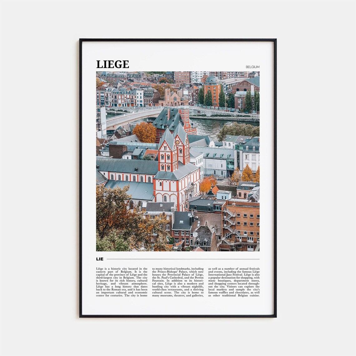 Liege Belgium Autumn Cathedral Old Town Travel Photography Poster