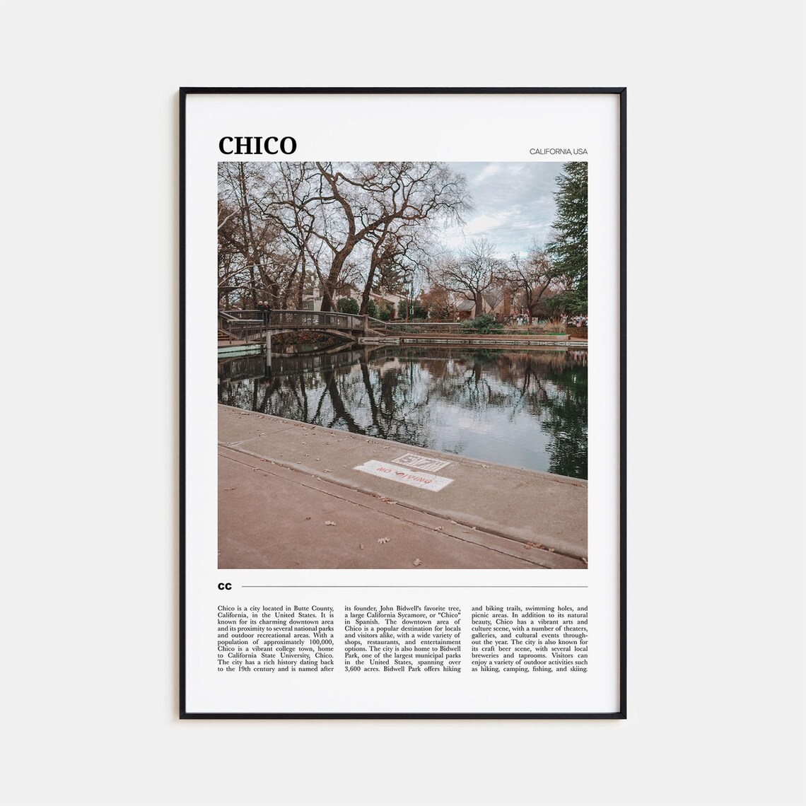 Chico Travel Poster, California USA Wall Art Print