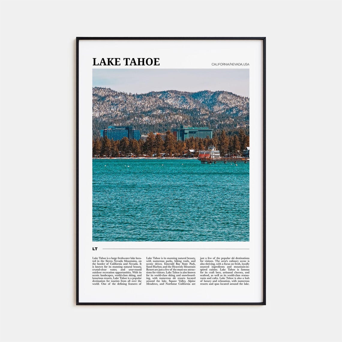 Lake Tahoe Travel Poster No 2 Lake Tahoe Wall Art Lake Tahoe Poster Print Lake Tahoe Photo Lake Tahoe Decor Californianevada Usa