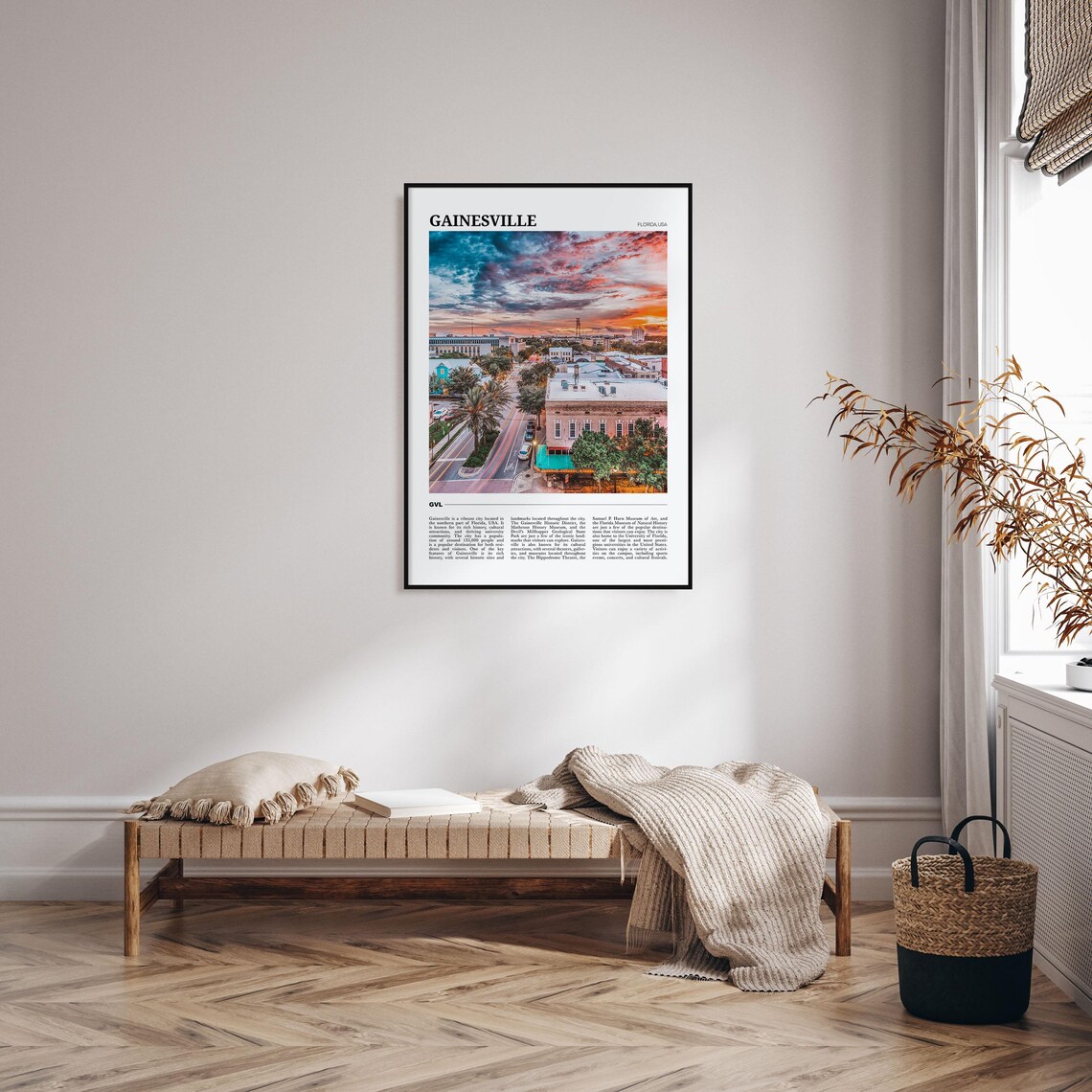 Gainesville Florida Sunset Downtown Street Aerial View Travel Poster - Image 4