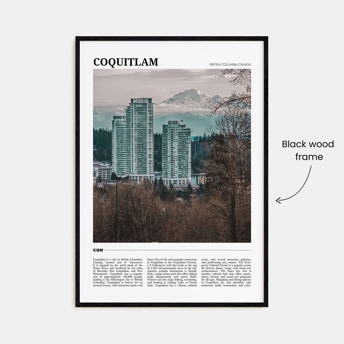Coquitlam British Columbia Canada Mountain Skyline Travel Poster - Image 2