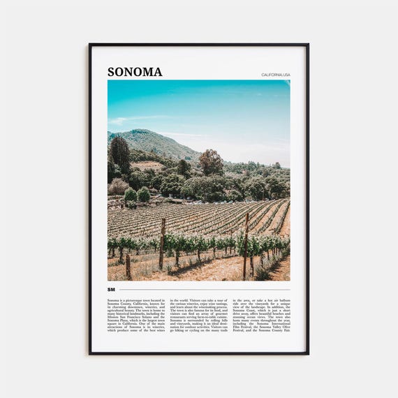 Sonoma Travel Poster, California USA Art Print
