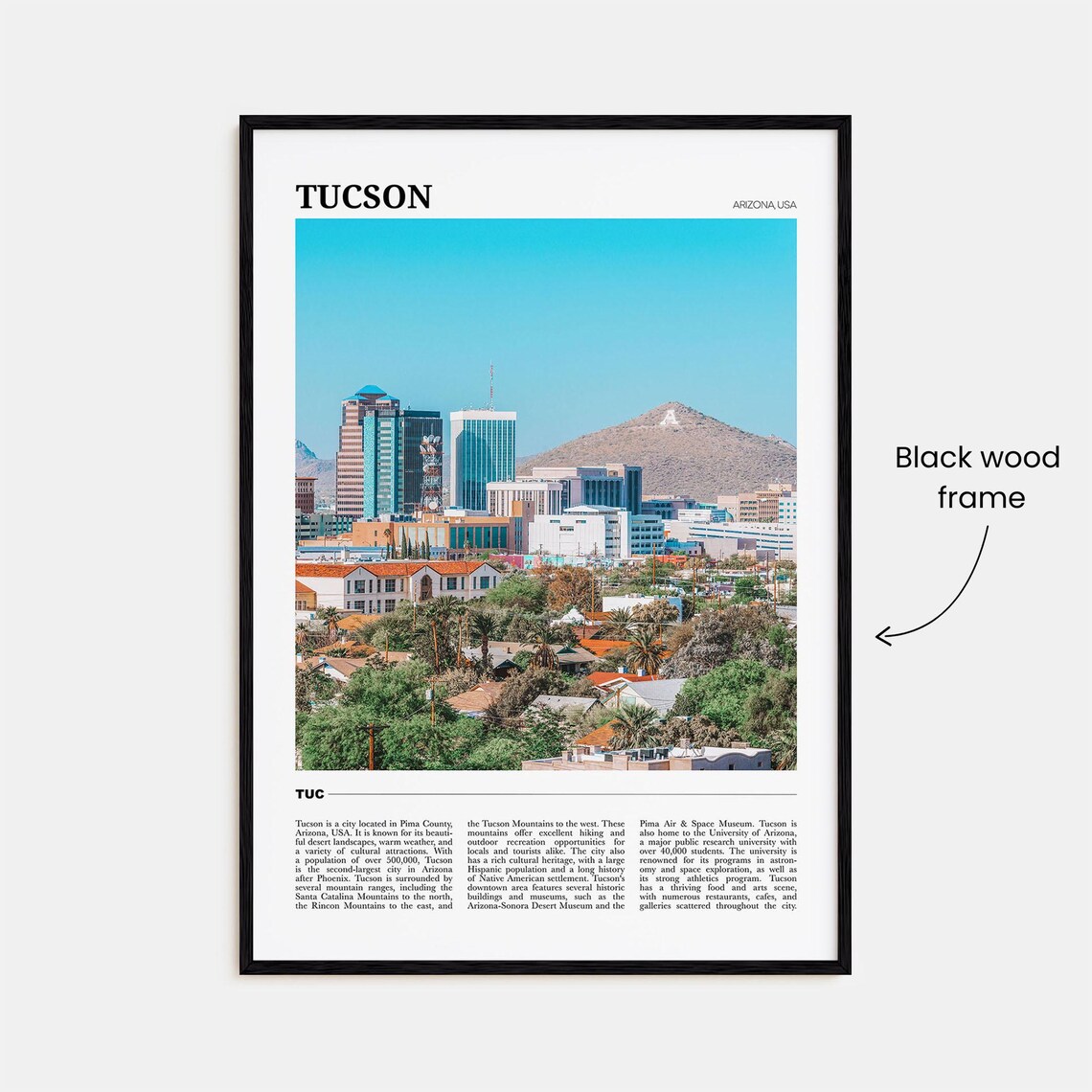 Tucson Arizona Downtown Skyline Desert Mountain No 2 Travel Poster - Image 2