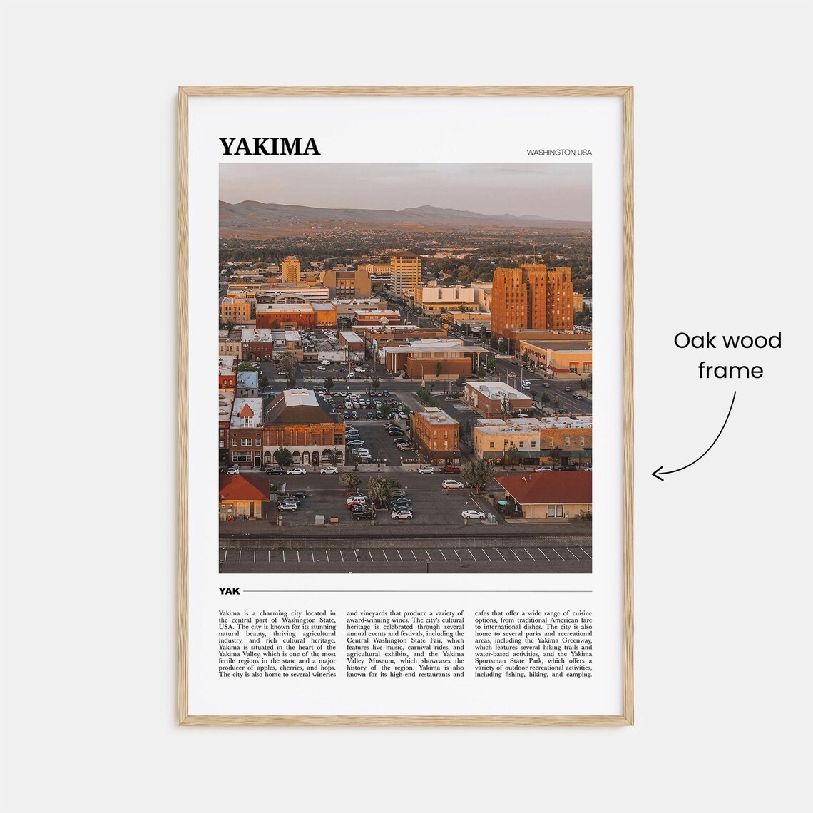 Yakima Washington USA Downtown Golden Hour Aerial Travel Poster - Image 3