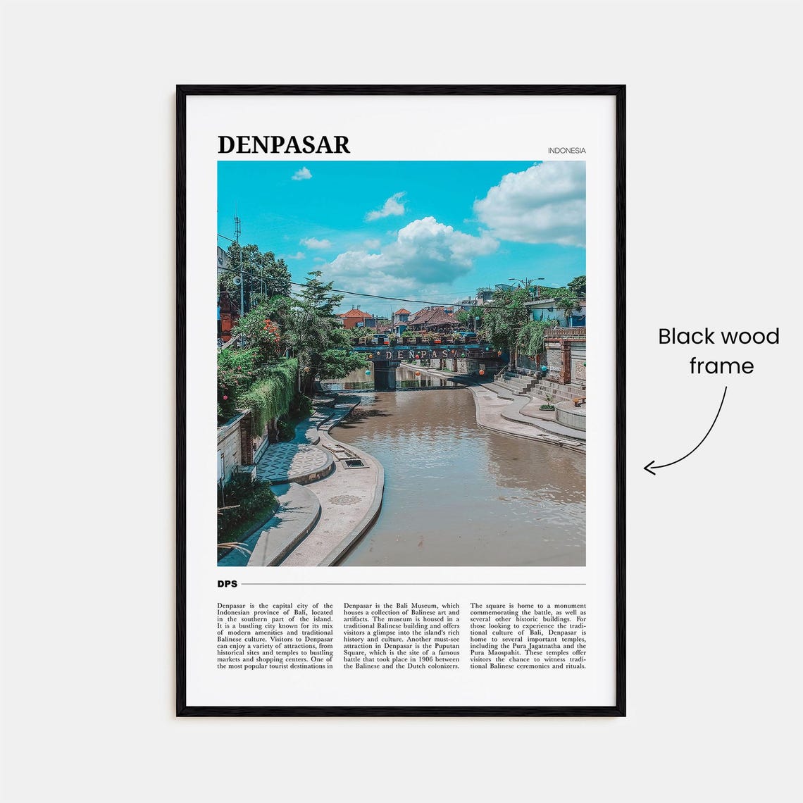 Denpasar Bali Indonesia Riverside Cityscape River Bridge Travel Poster - Image 2
