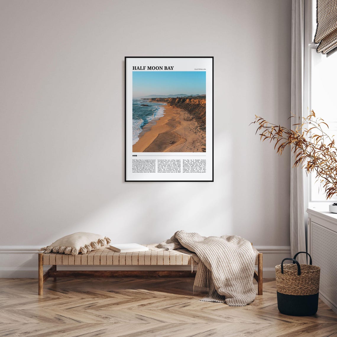 Half Moon Bay California Sandy Beach Cliffs Golden Hour Travel Poster - Image 4